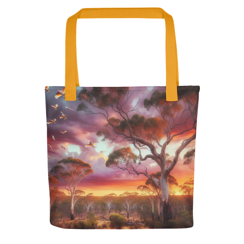 Australian Bush Sunset | Designer All-Over Print Tote Bag 15”x 15” - Chalanni