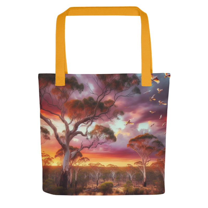Australian Bush Sunset | Designer All-Over Print Tote Bag 15”x 15” - Chalanni