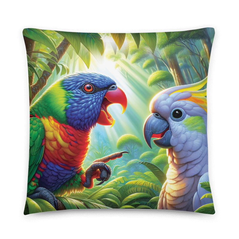 Chalanni and Rainbow Chatting | Designer Cushion Covers 22” x 22” - Chalanni