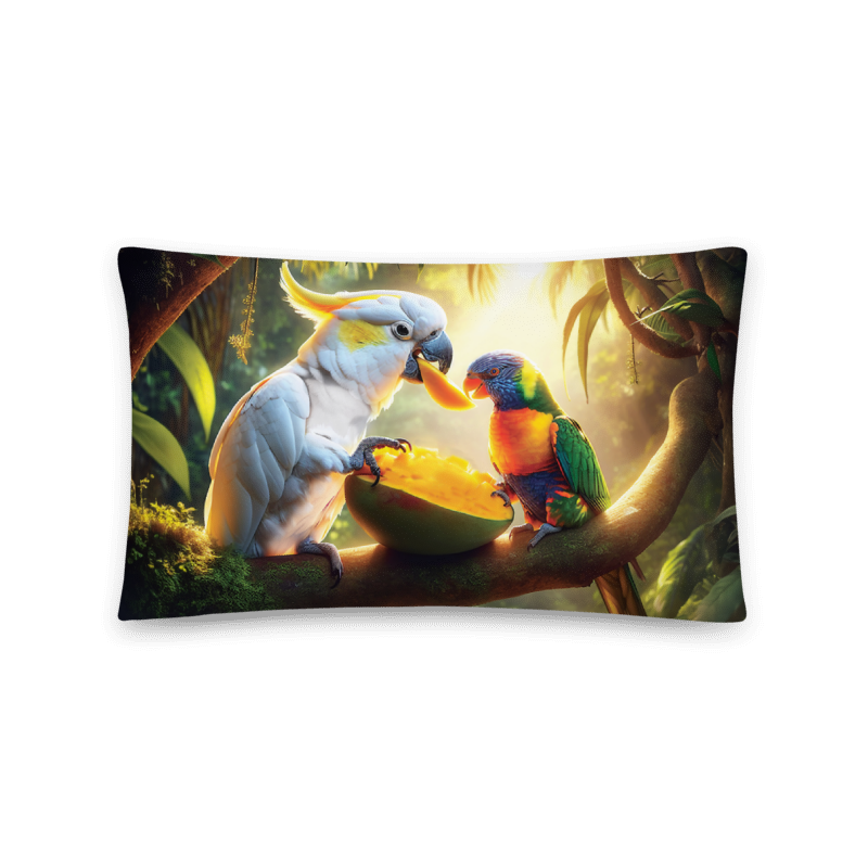 Chalanni sharing a Mango with Rainbow | Designer Cushion Covers 20” x 12” Rectangular - Chalanni