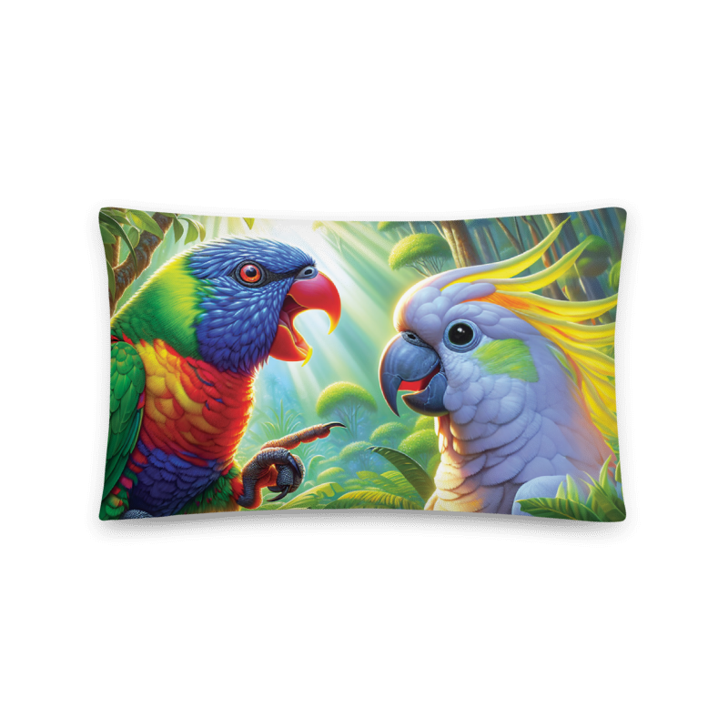 Cockatoo and Rainbow | Designer Cushion Covers 20”x 12” Rectangular - Chalanni