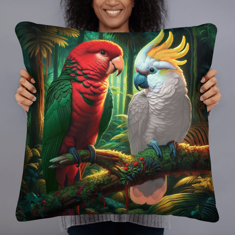 King Parrot Winston and Chalanni | Designer Cushion Covers 22”x 22” - Chalanni