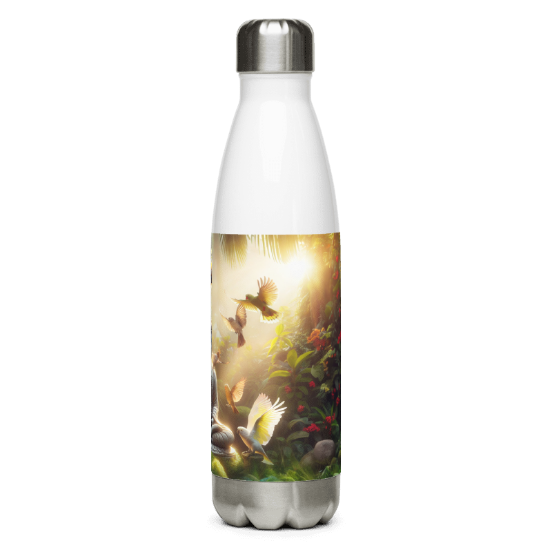 Stainless Steel Water Bottle | Chalanni on Buddha statue | White - Chalanni