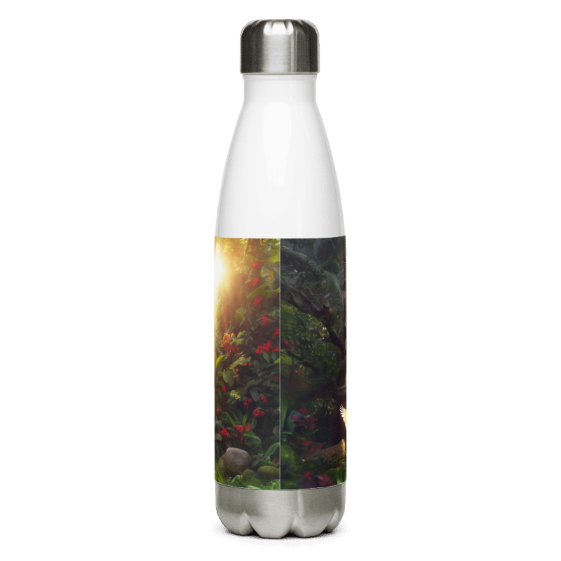 Stainless Steel Water Bottle | Chalanni on Buddha statue | White - Chalanni