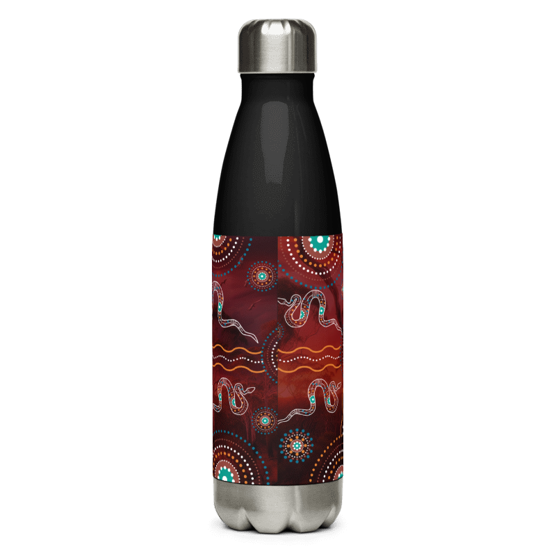 Stainless Steel Water Bottle | Maroon Pattern | Black - Chalanni