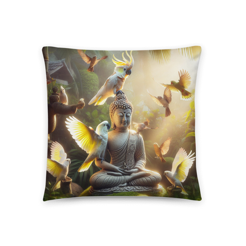 Chalanni and Buddha Statue | Designer 18”x18” Cushion Cover - Chalanni