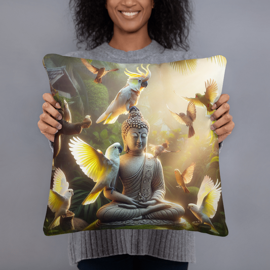 Chalanni and Buddha Statue | Designer 18”x18” Cushion Cover - Chalanni