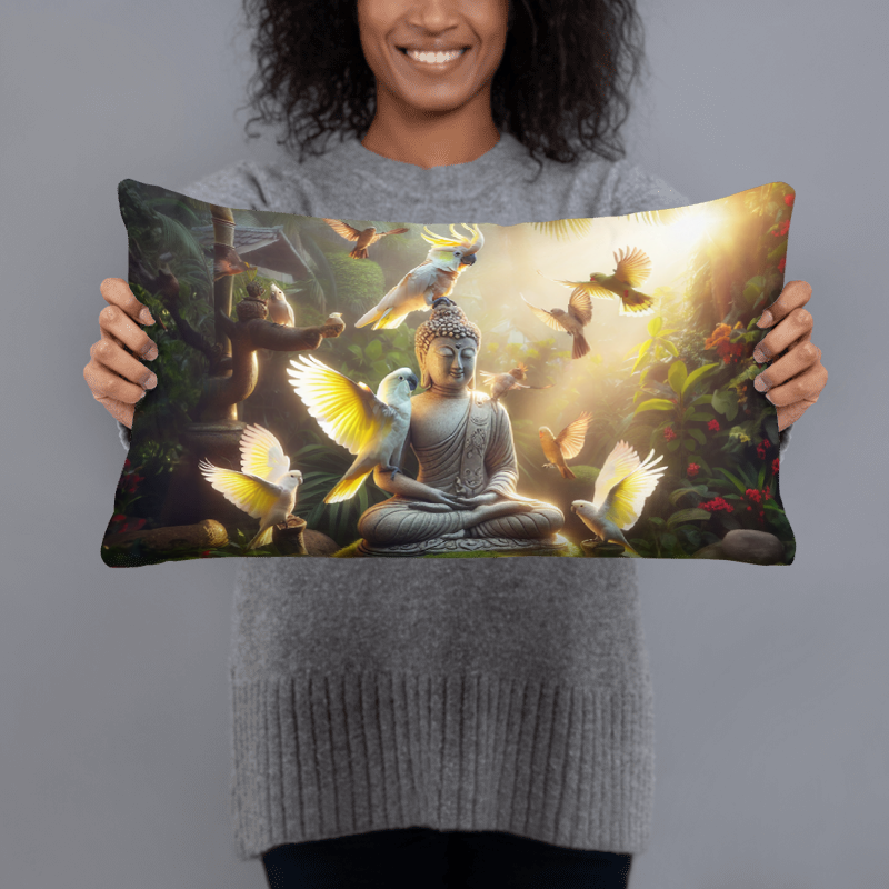 Chalanni and Buddha Statue | Designer 20”x12” Cushion Cover - Chalanni