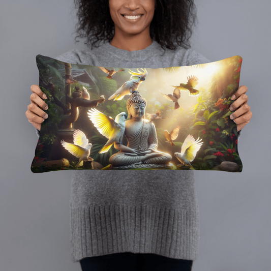 Chalanni and Buddha Statue | Designer 20”x12” Cushion Cover - Chalanni
