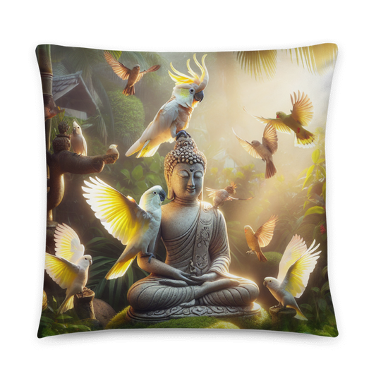 Chalanni and Buddha Statue | Designer 22”x22” Cushion Cover - Chalanni