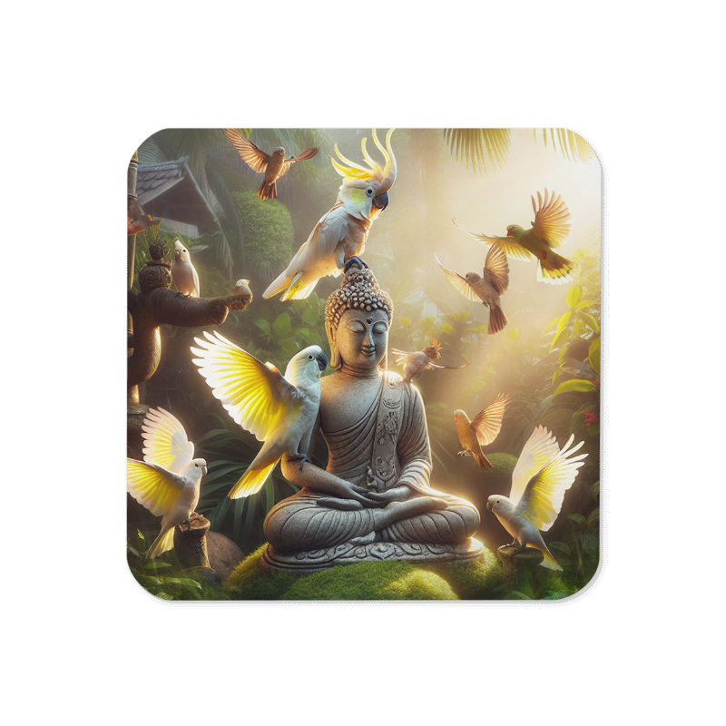 Chalanni and Buddha Statue | Designer Cork-Based Coasters - Chalanni