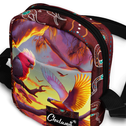 Chalanni and Galah sharing sunrise | Utility Cross Over Designer Bag - Chalanni