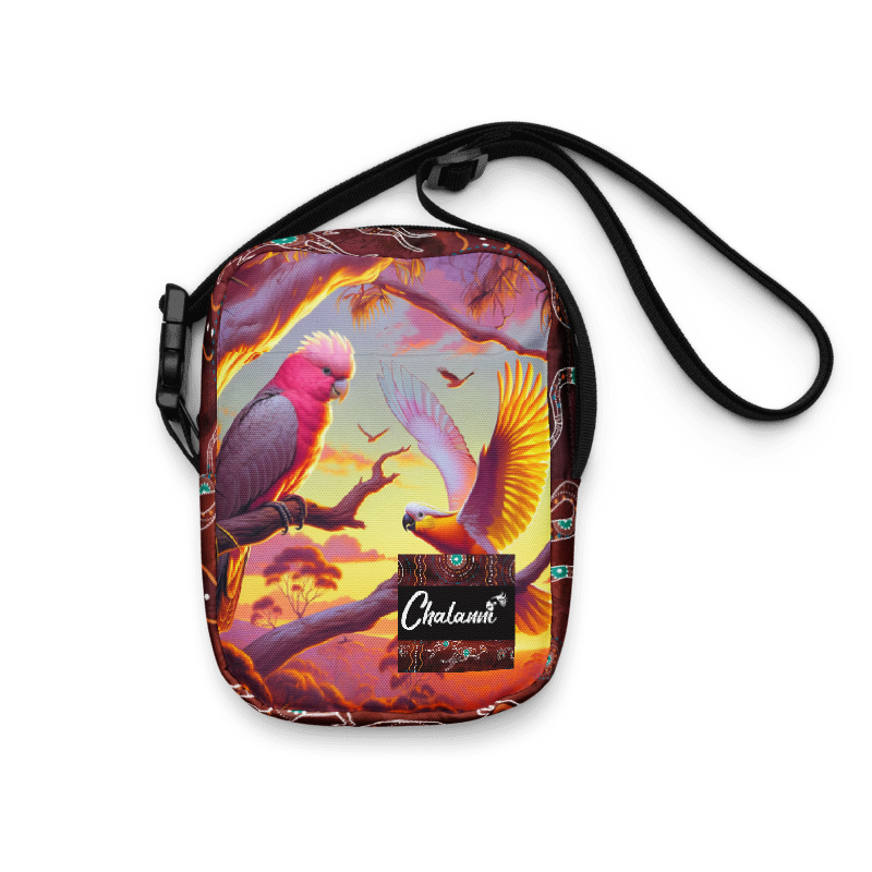 Chalanni and Galah sharing sunrise | Utility Cross Over Designer Bag - Chalanni