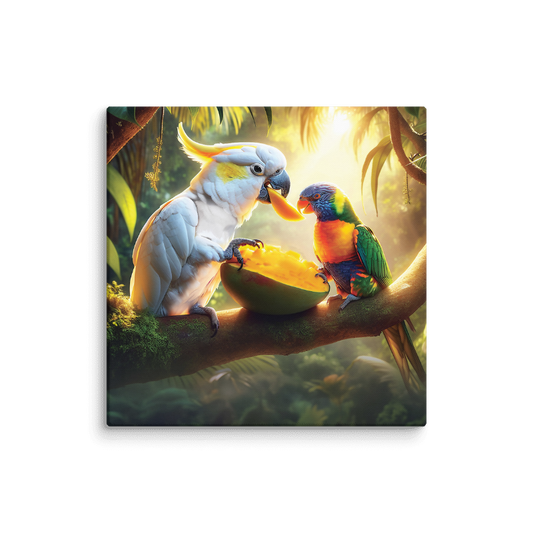 Chalanni and Rainbow sharing a Mango | Canvas 24"x24" - Chalanni