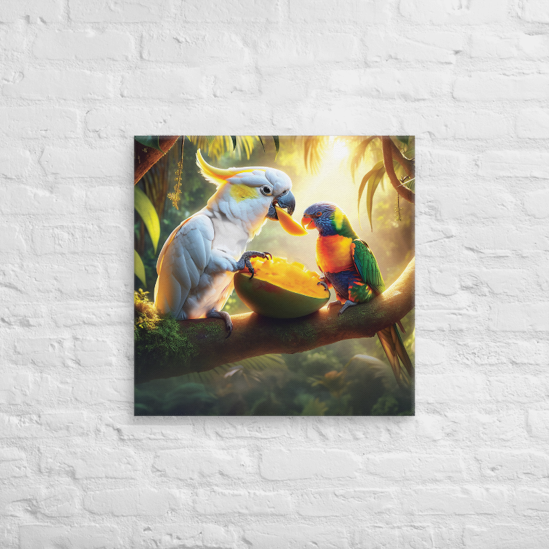 Chalanni and Rainbow sharing a Mango | Canvas 24"x24" - Chalanni