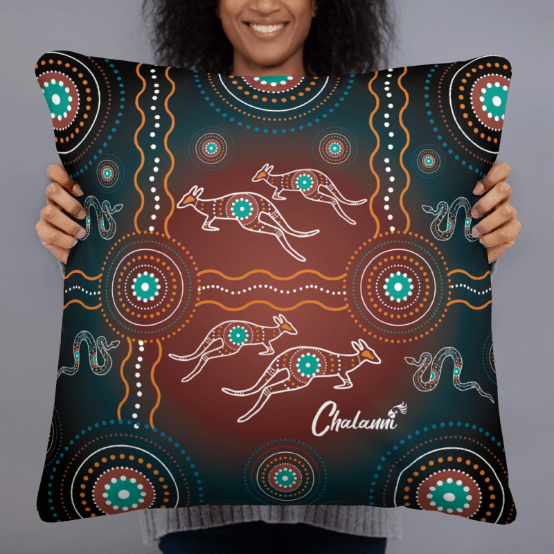 Chalanni and Rainbow sharing a Mango | Designer Cushion Cover 22” x 22” - Chalanni