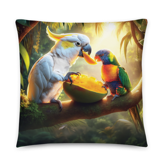 Chalanni and Rainbow sharing a Mango | Designer Cushion Cover 22” x 22” - Chalanni