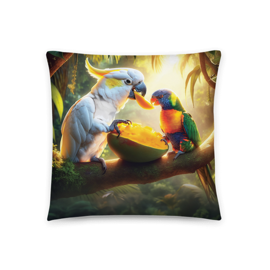 Chalanni and Rainbow sharing a Mango | Designer Cushion Covers 18” x 18” - Chalanni