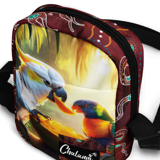 Chalanni and Rainbow sharing a Mango | Utility Cross Over Designer Bag - Chalanni