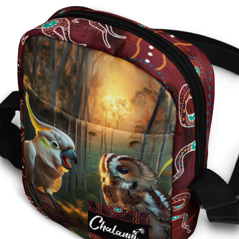 Chalanni and the wise owl Ollie | Utility Cross Over Designer Bag - Chalanni
