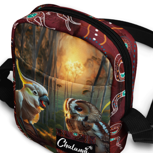 Chalanni and the wise owl Ollie | Utility Cross Over Designer Bag - Chalanni