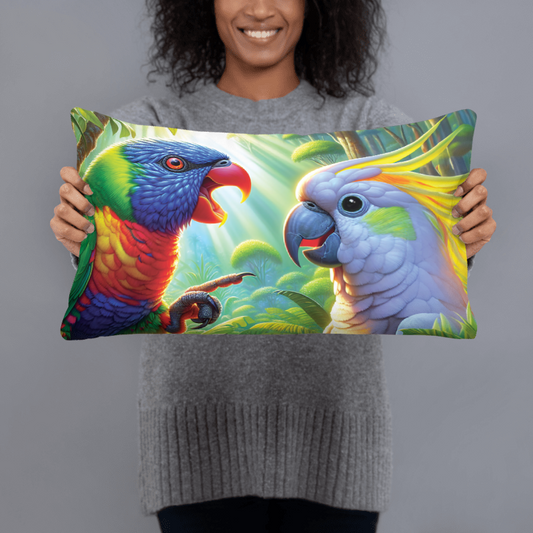 Cockatoo and Rainbow | Designer Cushion Covers 20”x 12” Rectangular - Chalanni