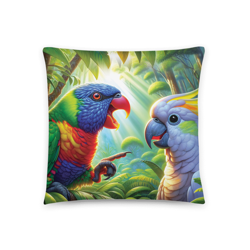 Cockatoo and Rainbow chatting | Designer Cushion Covers 18” x 18” - Chalanni