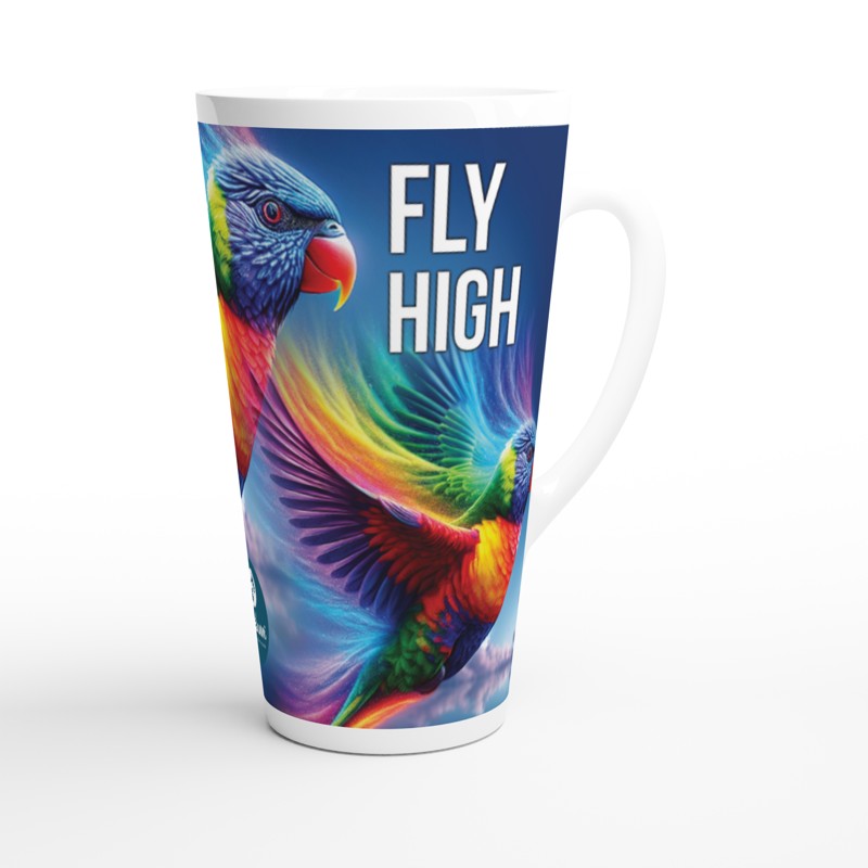 Double Rainbow | 17 oz Ceramic Designer Latte Mug - Chalanni