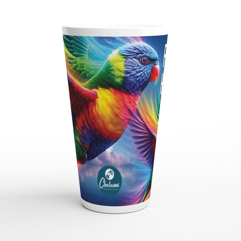 Double Rainbow | 17 oz Ceramic Designer Latte Mug - Chalanni