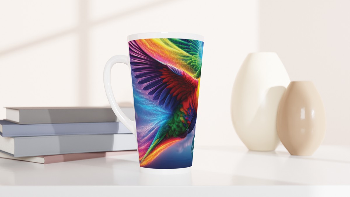 Double Rainbow | 17 oz Ceramic Designer Latte Mug - Chalanni