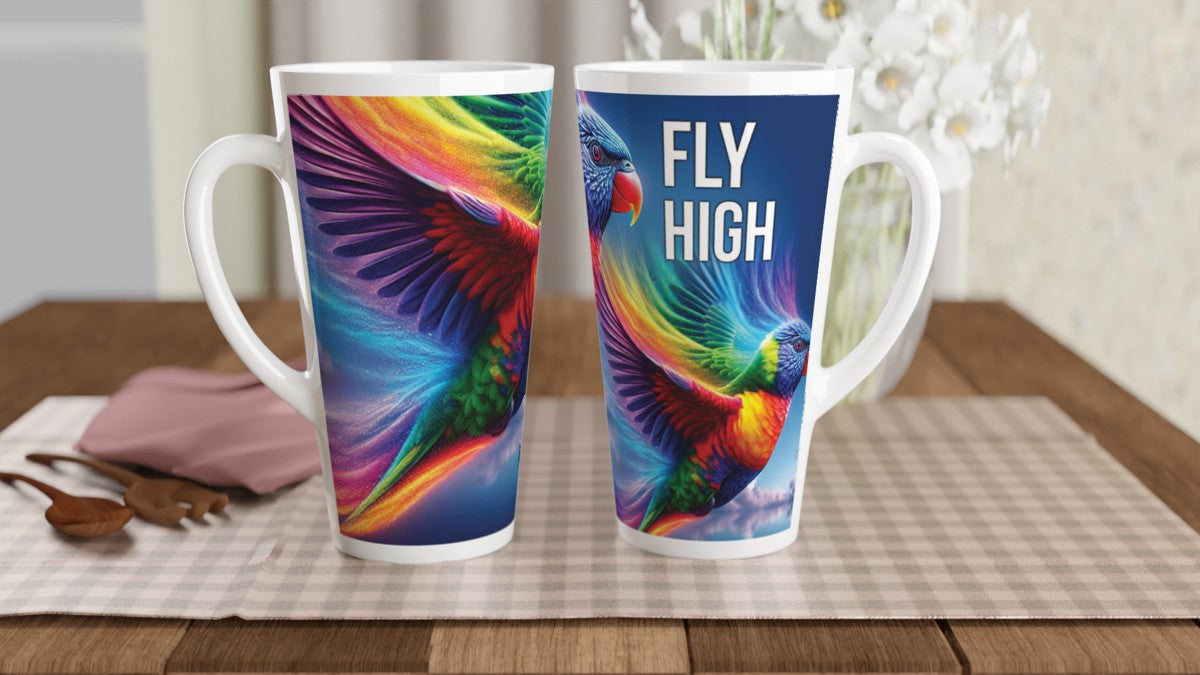 Double Rainbow | 17 oz Ceramic Designer Latte Mug - Chalanni