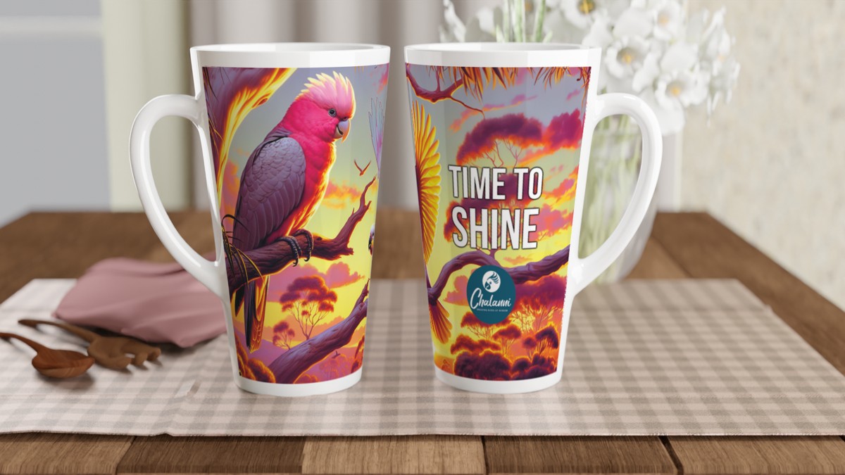 Galah and Chalanni | 17 oz Ceramic Designer Latte Mug - Chalanni