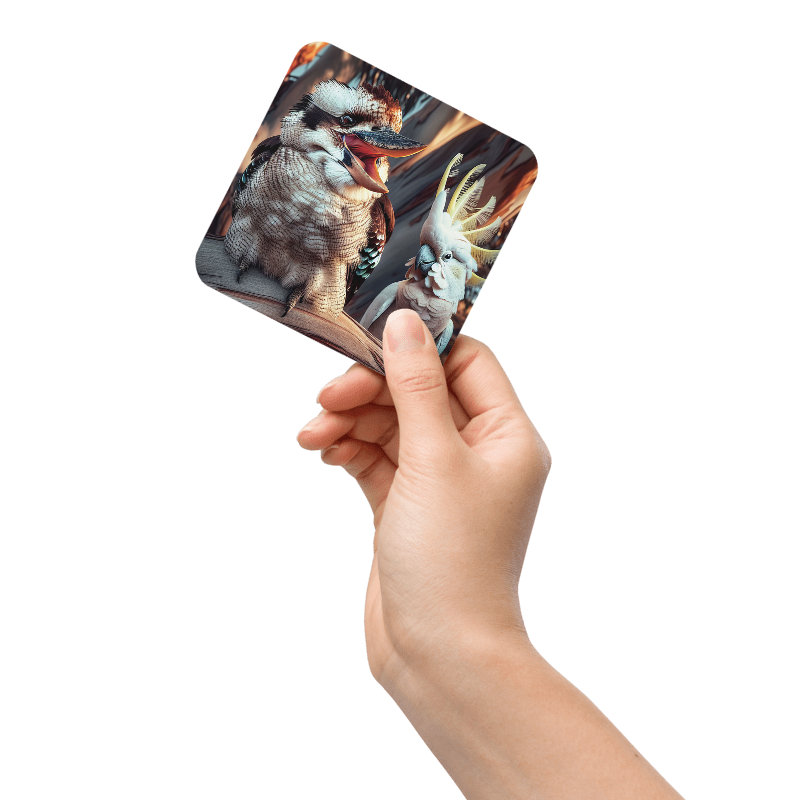 Kookaburra Laughing | Designer Cork-Based Coasters - Chalanni
