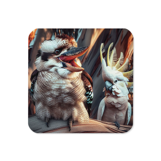 Kookaburra Laughing | Designer Cork-Based Coasters - Chalanni