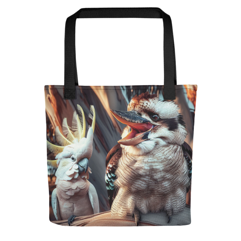 Kookaburra and Chalanni | Designer All-Over Print Tote Bag 15”x 15” - Chalanni