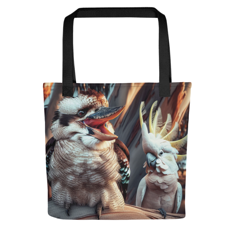Kookaburra and Chalanni | Designer All-Over Print Tote Bag 15”x 15” - Chalanni