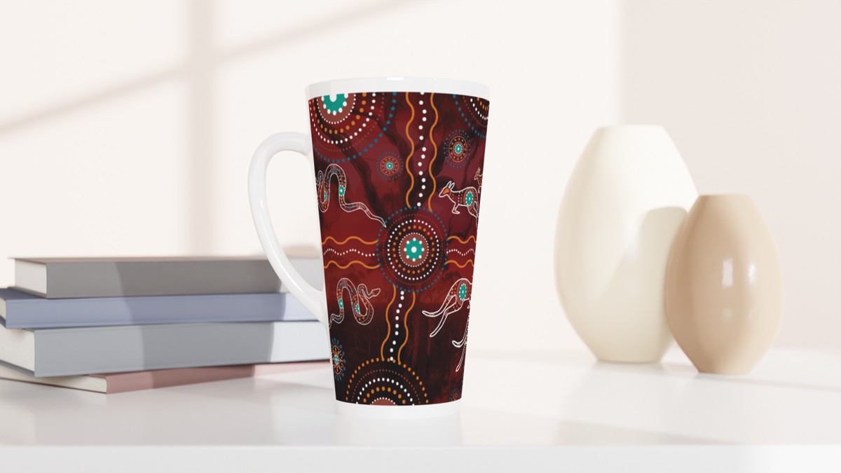Maroon Design | 17 oz Ceramic Designer Latte Mug - Chalanni