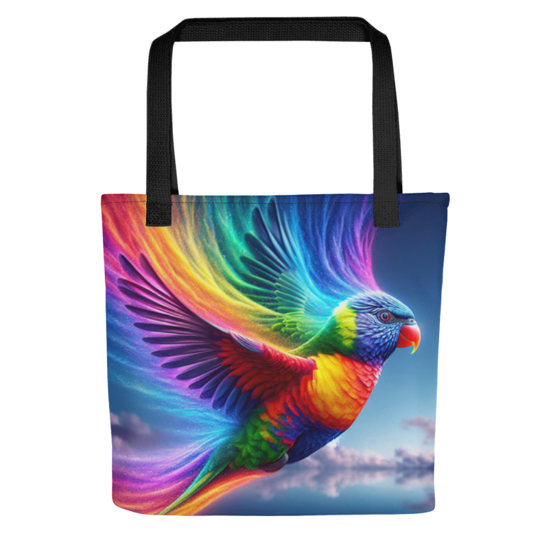 Rainbow Lorrikeet  | Designer All-Over Print Tote Bag 15”x 15” - Chalanni