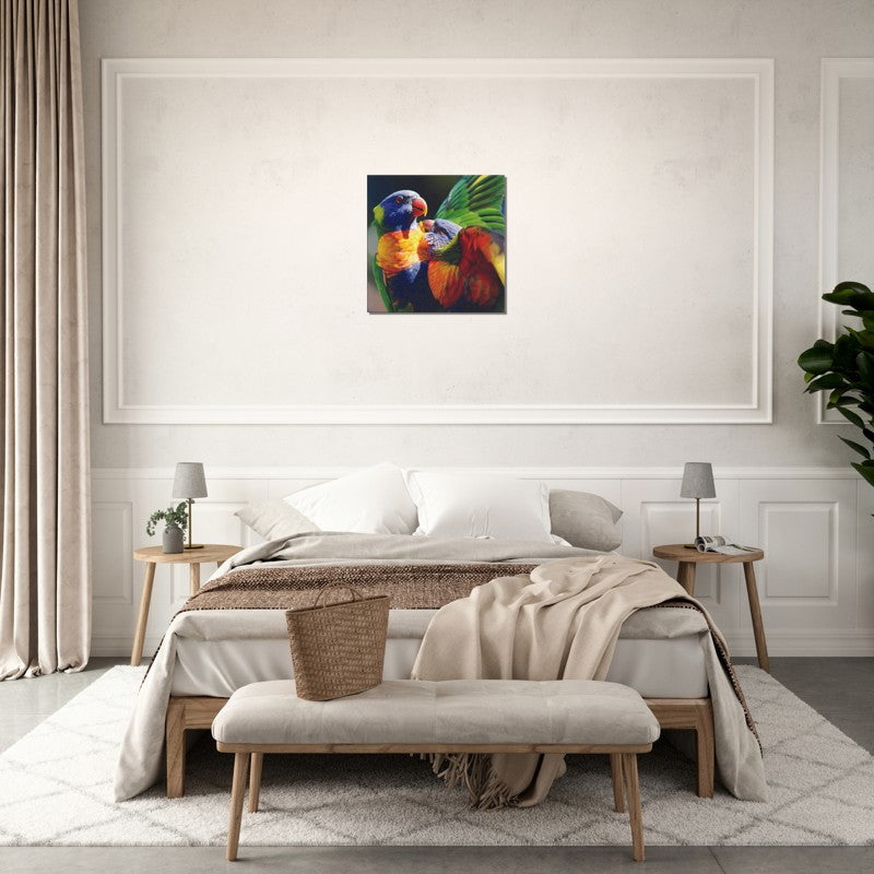 Rainbow Lorrikeet feeding Chick | 600x600-mm-24x24-inch | Canvas - Chalanni