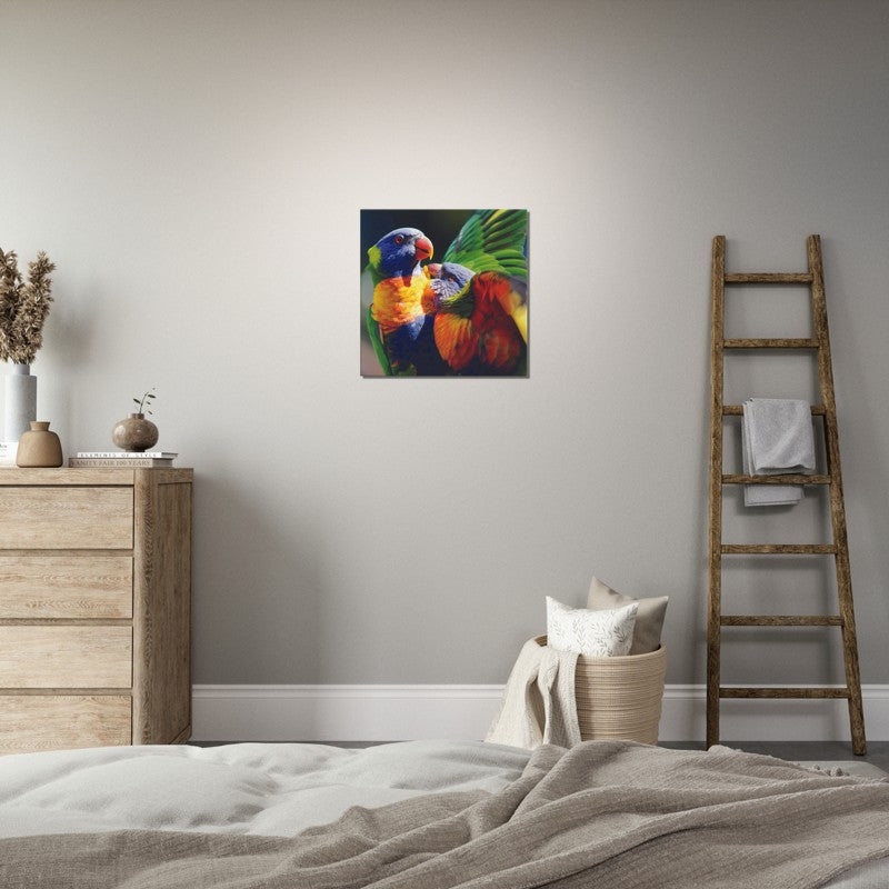 Rainbow Lorrikeet feeding Chick | 600x600-mm-24x24-inch | Canvas - Chalanni
