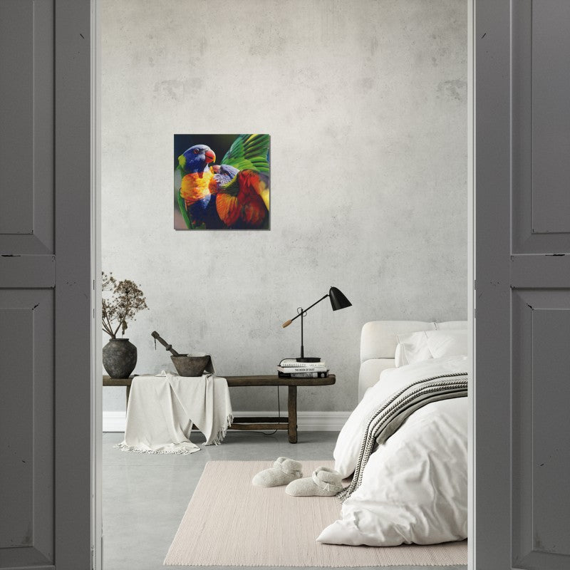 Rainbow Lorrikeet feeding Chick | 600x600-mm-24x24-inch | Canvas - Chalanni