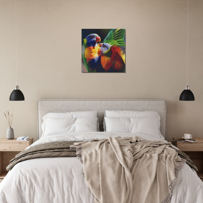 Rainbow Lorrikeet feeding Chick | 600x600-mm-24x24-inch | Canvas - Chalanni