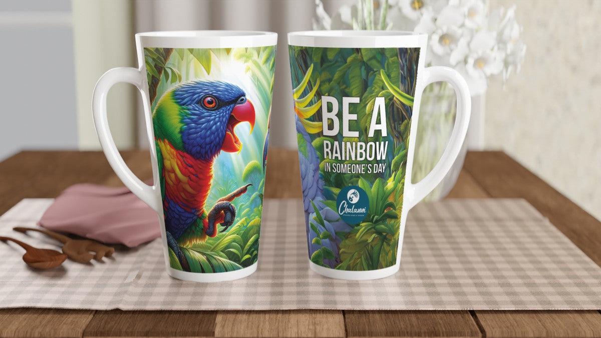 Rainbow and Chalanni | 17 oz Ceramic Designer Latte Mug - Chalanni