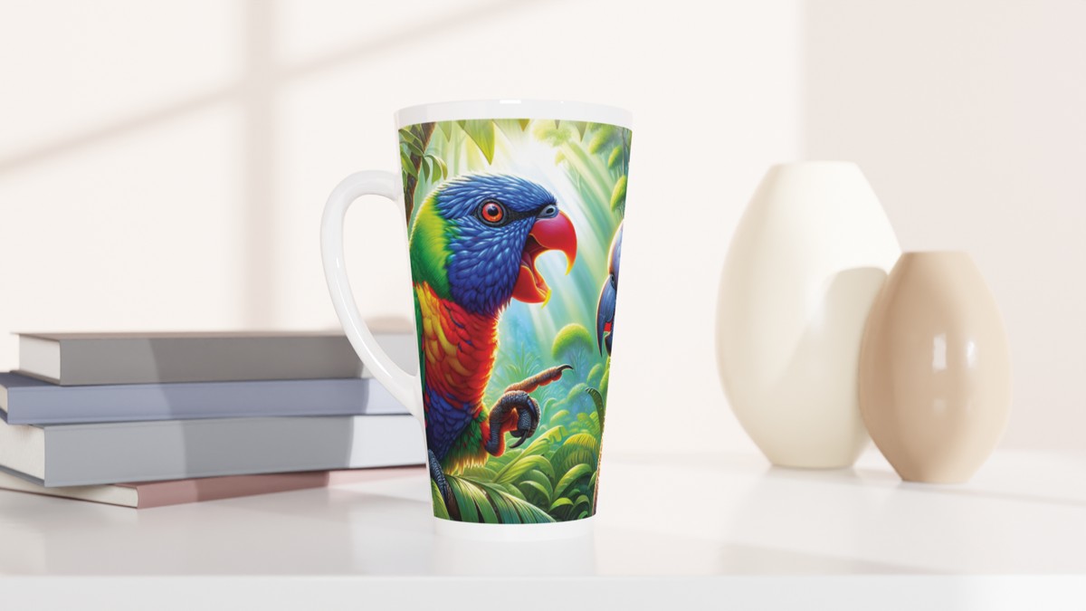 Rainbow and Chalanni | 17 oz Ceramic Designer Latte Mug - Chalanni