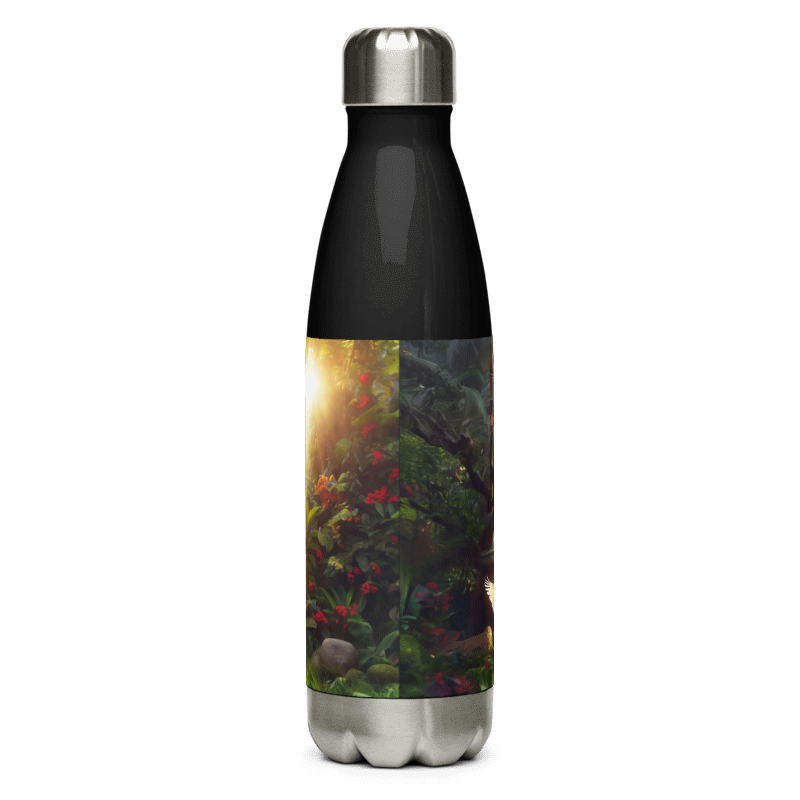 Stainless Steel Water Bottle | Chalanni on Buddha statue| Black - Chalanni