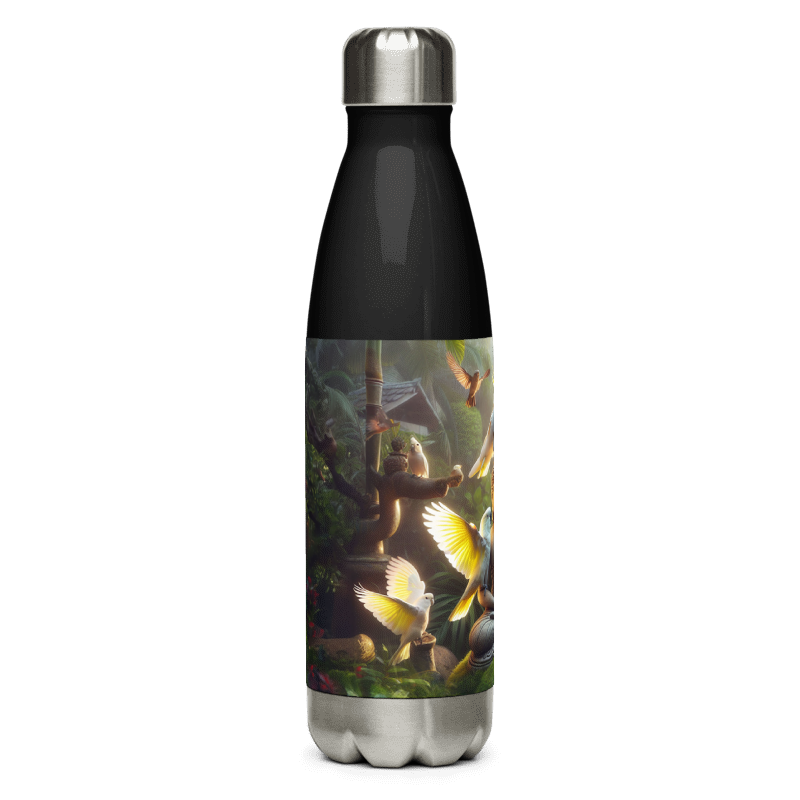 Stainless Steel Water Bottle | Chalanni on Buddha statue| Black - Chalanni