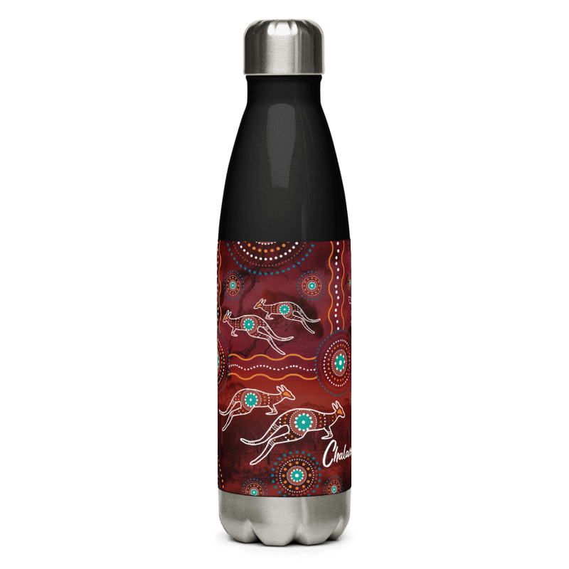 Stainless Steel Water Bottle | Maroon Pattern | Black - Chalanni