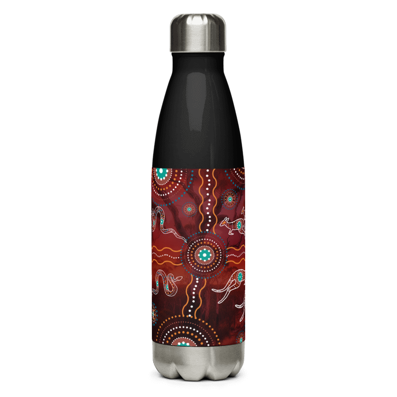 Stainless Steel Water Bottle | Maroon Pattern | Black - Chalanni