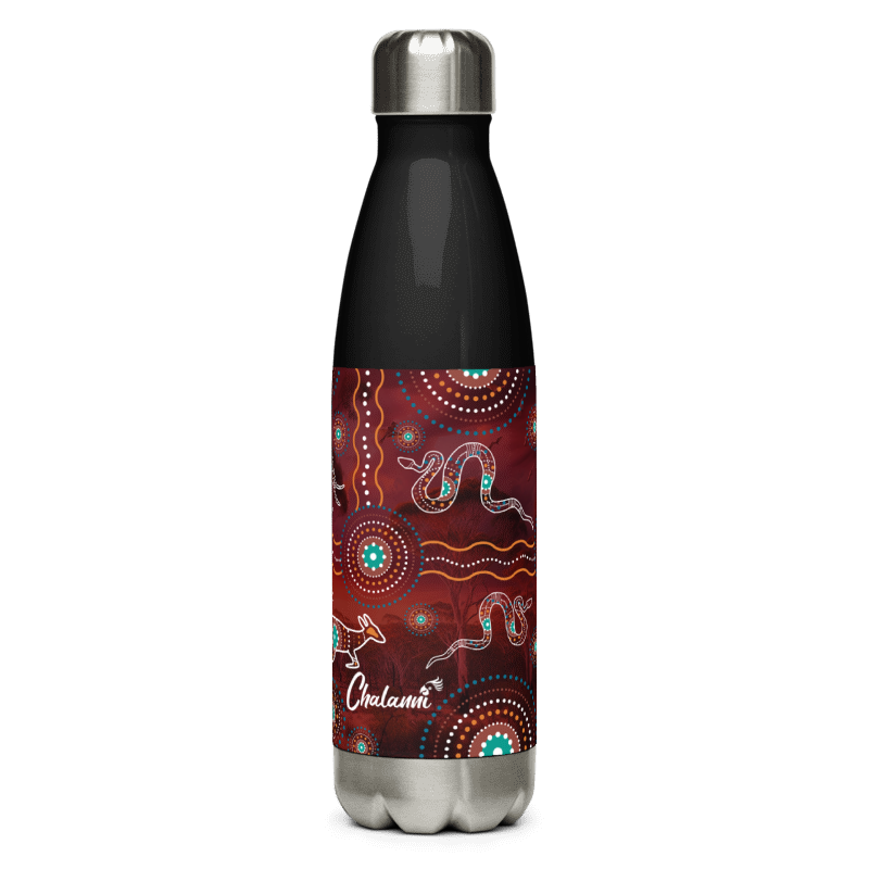 Stainless Steel Water Bottle | Maroon Pattern | Black - Chalanni