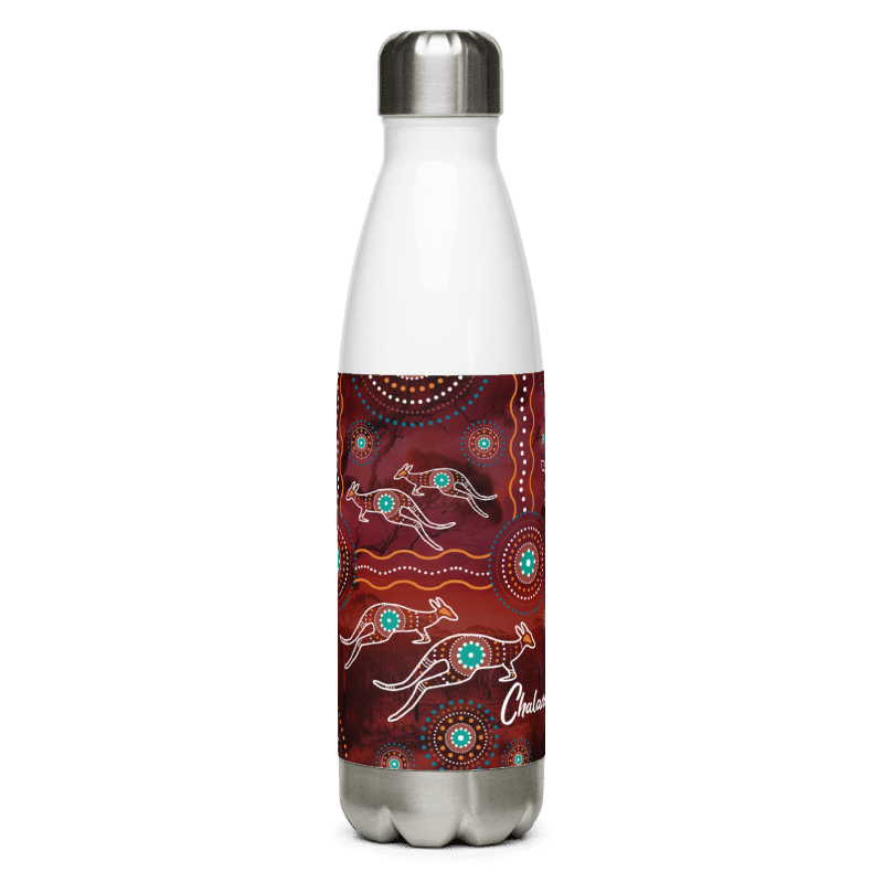 Stainless Steel Water Bottle | Maroon Pattern | White - Chalanni